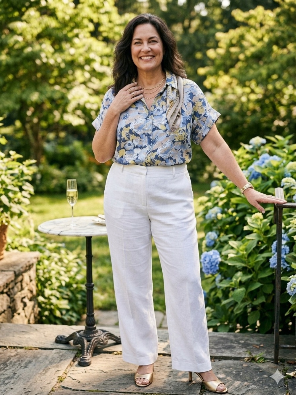 {Lauren Ralph Lauren} Relaxed Fit Floral Linen Short Sleeve Button Up Shirt